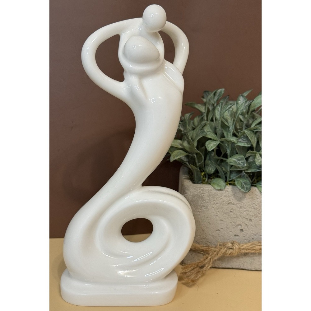 Unicorn Studio Fine Porcelain Bisque Figurine Man and Child White 8.5 Inch